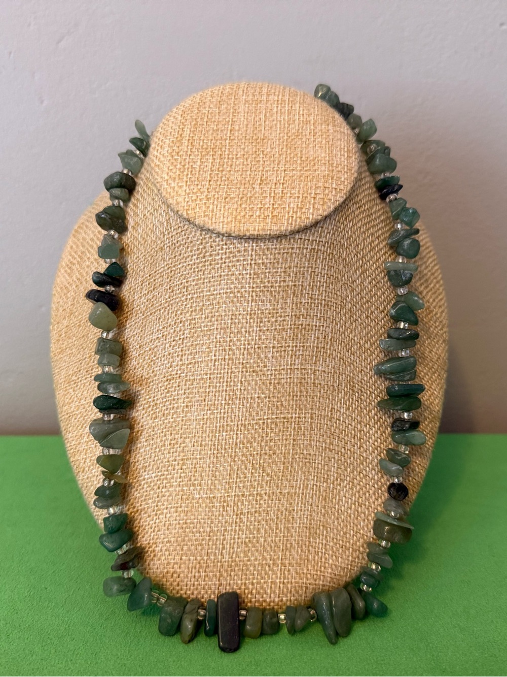 Green Chip Bead Necklace - Unbranded